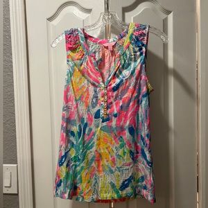 Lilly Pulitzer Vibrant Essie Tank Top in Sparkling Sands Size Small